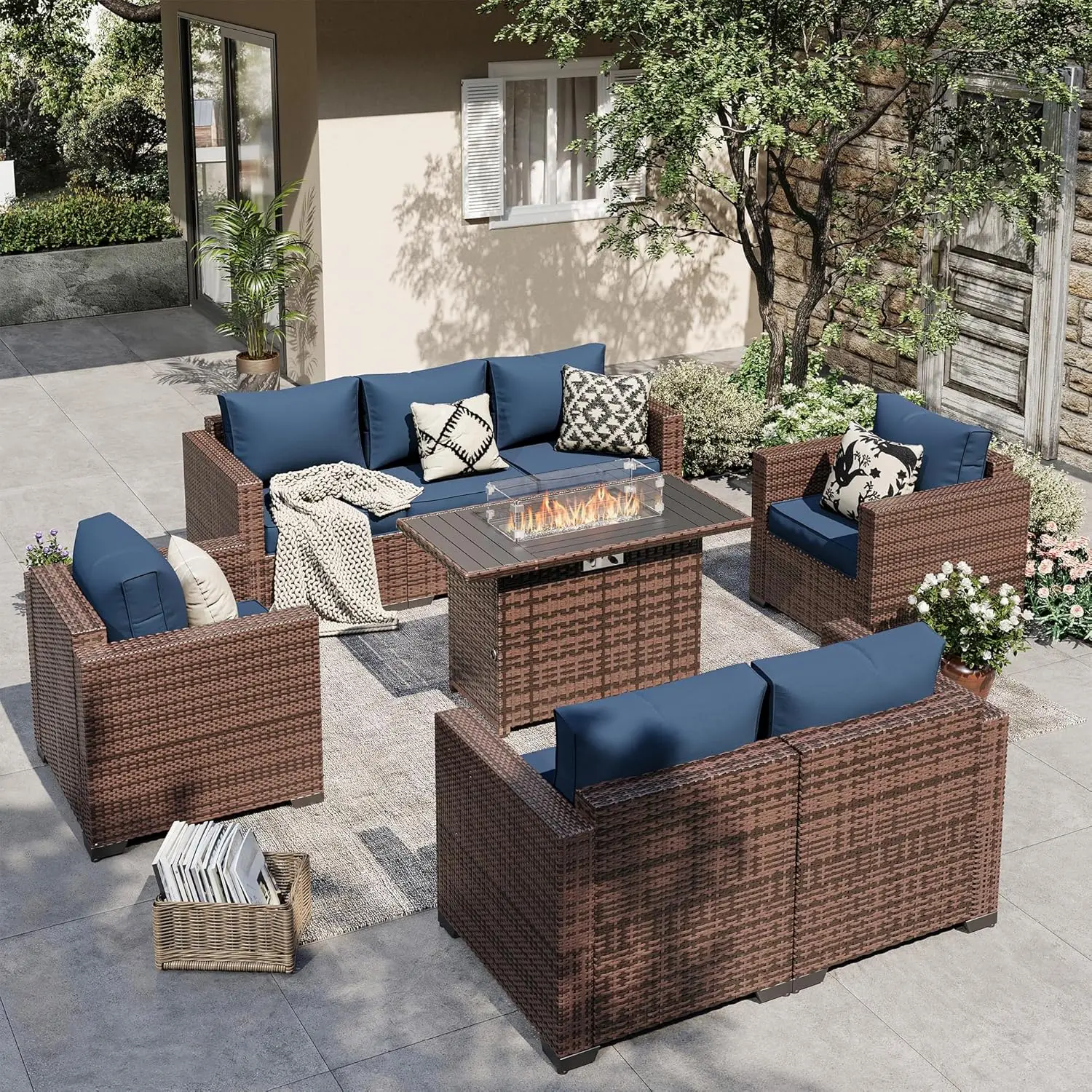 5 Pieces Outdoor Patio Furniture Set with Fire Pit Table, Conversation Sets w/Waterproof Covers for Backyard, Porch
5 Pieces Outdoor Patio Furniture Set with Fire Pit Table, Conversation Sets w/Waterproof Covers for Backyard, Porch
