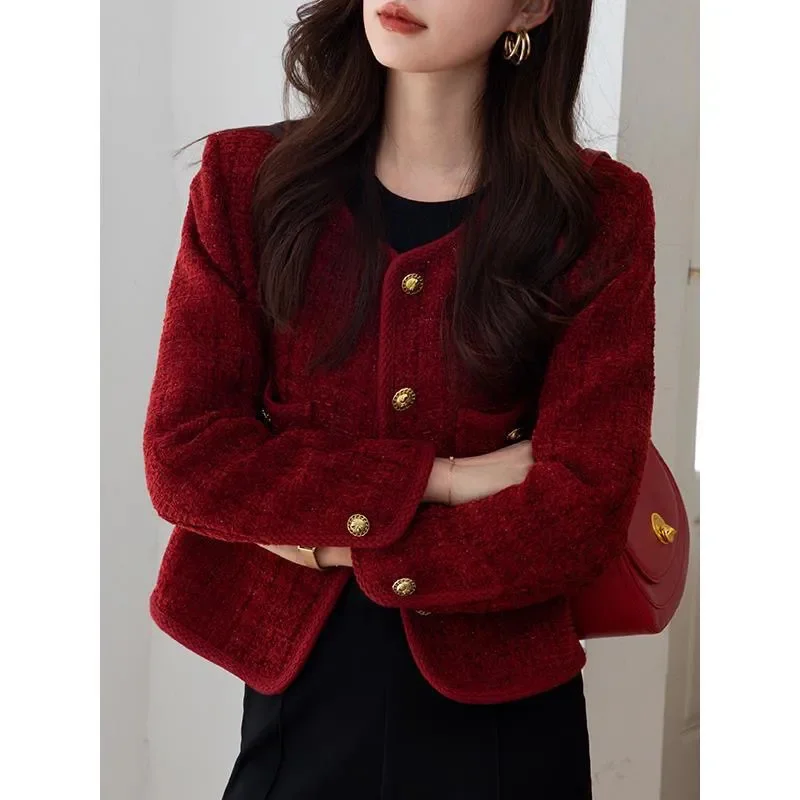 Wine red Coat Women Xiaoxiangfeng Jacket Autumn and Winter New Short Jackets Elegant Women's Top
Wine red Coat Women Xiaoxiangfeng Jacket Autumn and Winter New Short Jackets Elegant Women's Top