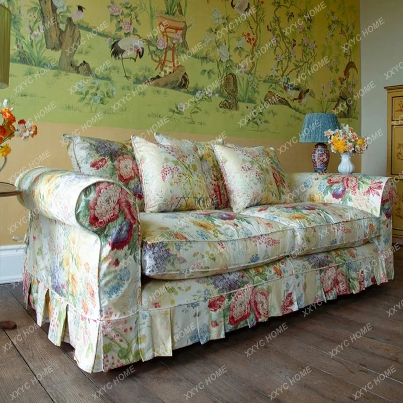 L medieval fabric sofa pastoral floral sofa country living room oil painting style three-person sofa
L medieval fabric sofa pastoral floral sofa country living room oil painting style three-person sofa