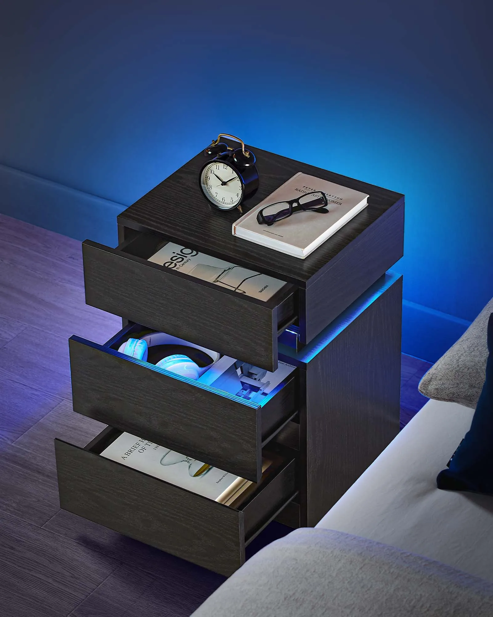With LED Lights 3 Drawers End Table Smart Beside Table Nightstands
With LED Lights 3 Drawers End Table Smart Beside Table Nightstands