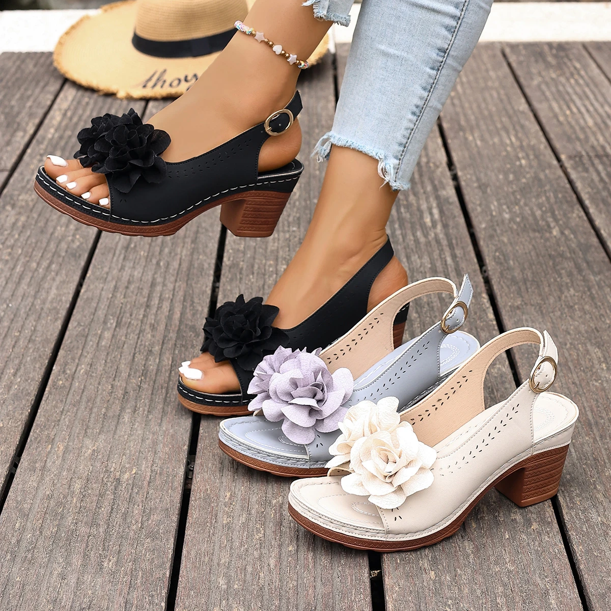Women High Heels Flowers Elegant Decoration Peep Toe Sandals Party Dress Heels Shoes Women Flip Flops Fashion Outdoor Sandals
Women High Heels Flowers Elegant Decoration Peep Toe Sandals Party Dress Heels Shoes Women Flip Flops Fashion Outdoor Sandals