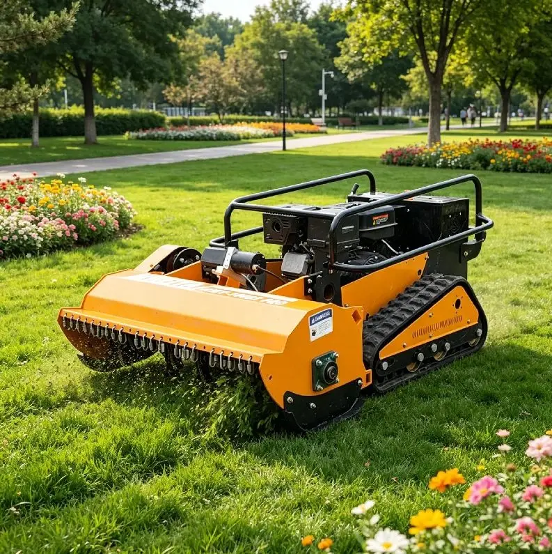 Customized remote-controlled tracked lawn mower, all terrain operation, fully automatic weeding and trimming machine
Customized remote-controlled tracked lawn mower, all terrain operation, fully automatic weeding and trimming machine