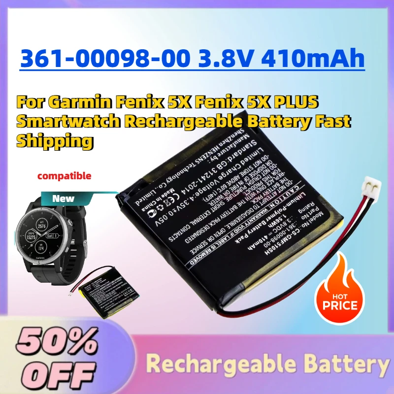 Upgrade 361-00098-00 3.8V 410mAh Li-Po Battery for Garmin Fenix 5X Fenix 5X PLUS Smartwatch Rechargeable Battery Fast Shipping
Upgrade 361-00098-00 3.8V 410mAh Li-Po Battery for Garmin Fenix 5X Fenix 5X PLUS Smartwatch Rechargeable Battery Fast Shipping