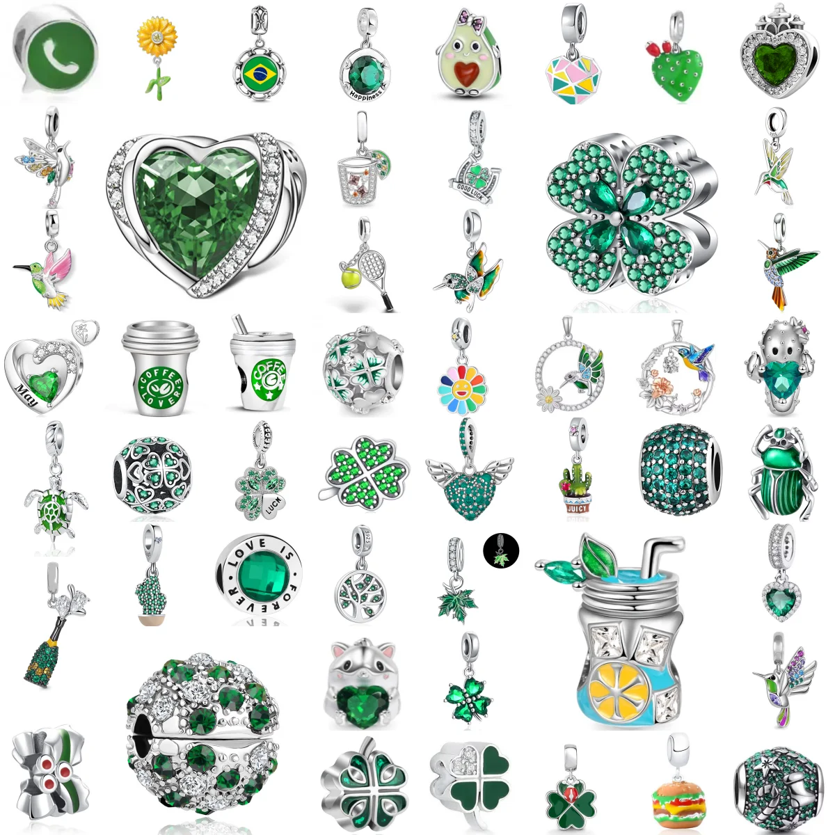 Exquisite 925 Silver Green Series Avocado Lucky Grass Coffee Cup Bird Talisman, Bracelet DIY Women's Luxury Jewelry Accessories
Exquisite 925 Silver Green Series Avocado Lucky Grass Coffee Cup Bird Talisman, Bracelet DIY Women's Luxury Jewelry Accessories