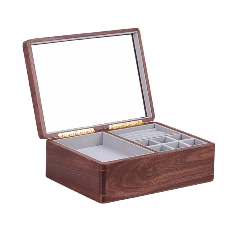Walnut Wooden Jewelry Storage Box Large Flannel Jewelry Organizer Dustproof Transparent Jewellery Display Case Makeup Organizer
Walnut Wooden Jewelry Storage Box Large Flannel Jewelry Organizer Dustproof Transparent Jewellery Display Case Makeup Organizer