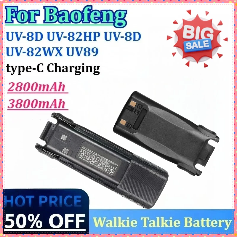 7.4V 2800mAh /3800mAh Walkie Talkie Battery for Baofeng UV-82 USB Type-C Charger BL-8 for Radio UV-82HP UV-8D UV-8D UV89 UV-82WX
7.4V 2800mAh /3800mAh Walkie Talkie Battery for Baofeng UV-82 USB Type-C Charger BL-8 for Radio UV-82HP UV-8D UV-8D UV89 UV-82WX