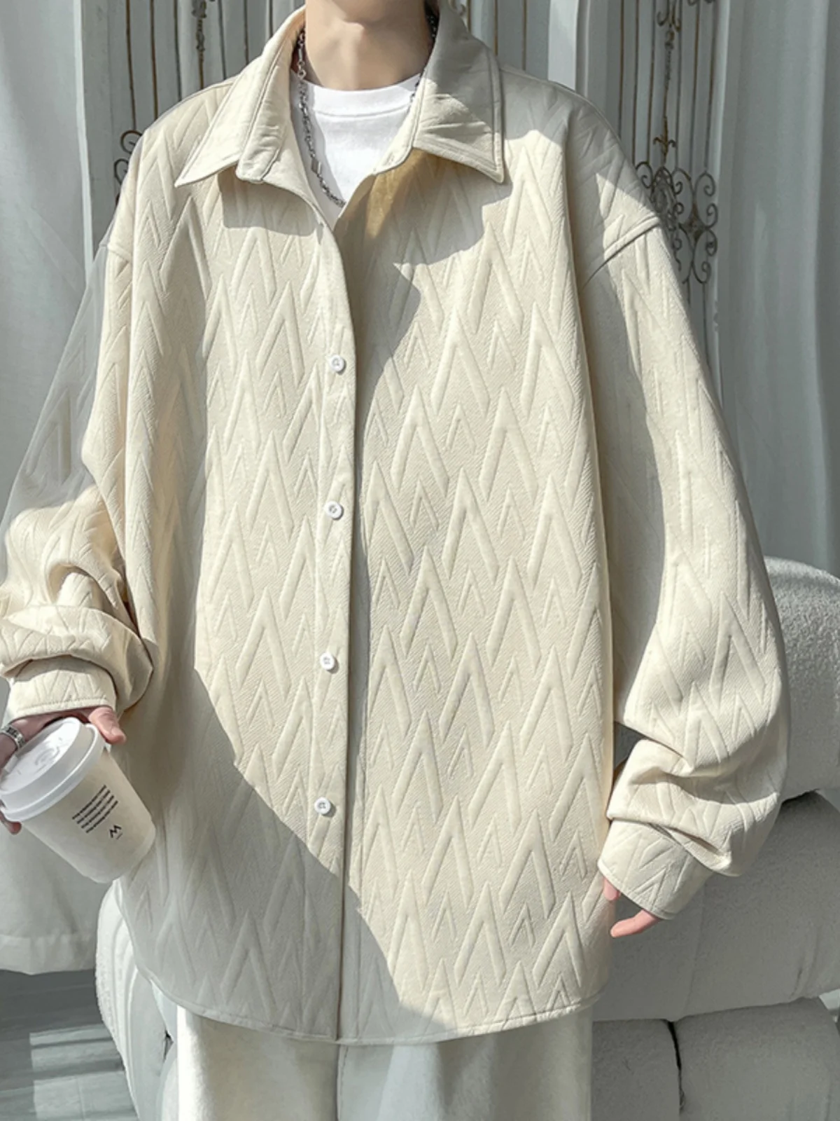 Men's Long Sve Casual irt Spring Trend Loose Fit Texture Embroidery Jaet Youth Faion Button down irt M Top
Men's Long Sve Casual irt Spring Trend Loose Fit Texture Embroidery Jaet Youth Faion Button down irt M Top