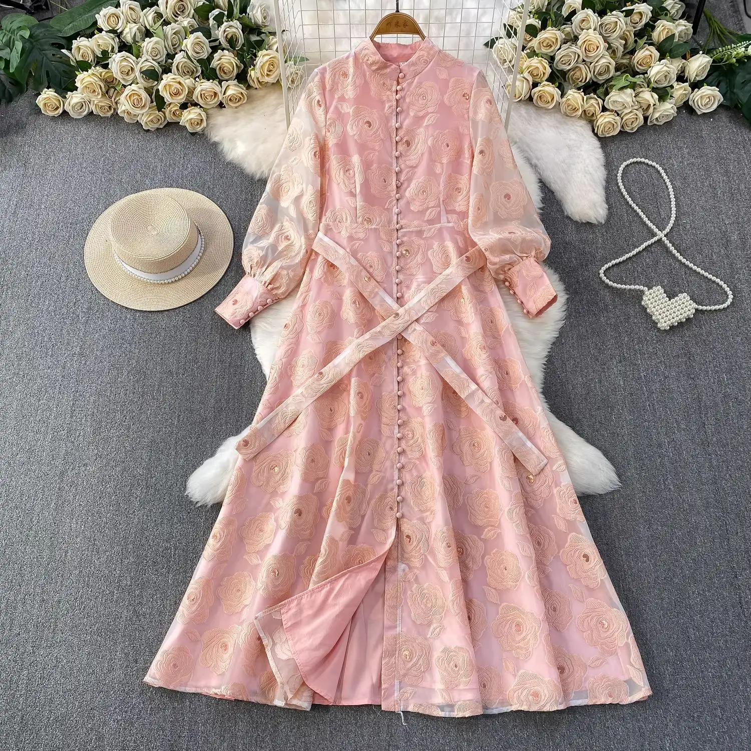 3D Embroidery Jacquard Floral Long Dresses Shirt Women Full Sleeve Formal Evening Maxi Dress Vintage Retro Autumn Print Vestidos
3D Embroidery Jacquard Floral Long Dresses Shirt Women Full Sleeve Formal Evening Maxi Dress Vintage Retro Autumn Print Vestidos