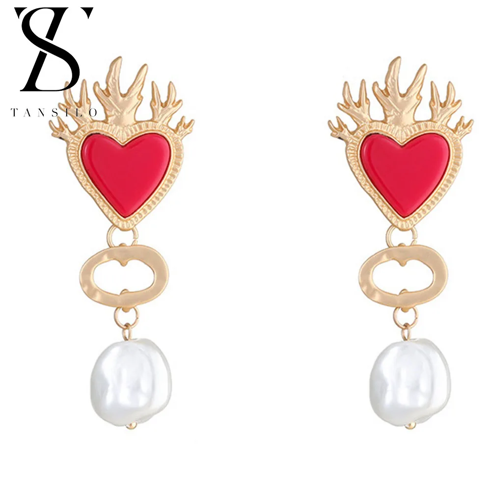 Vintage Geometric Red Drip Oil Heart-shaped Drop Earrings for Women 2024 Baroque Imitation Pearl Pendant Earrings Wedding Party
Vintage Geometric Red Drip Oil Heart-shaped Drop Earrings for Women 2024 Baroque Imitation Pearl Pendant Earrings Wedding Party