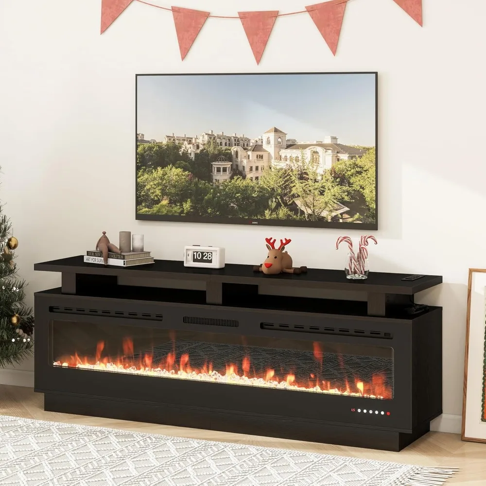 Fireplace TV Stand with Electric Fireplace, Solid Wood Mantel, Modern Cabinet for Living Room Entertainment Center (Black, 70" )
Fireplace TV Stand with Electric Fireplace, Solid Wood Mantel, Modern Cabinet for Living Room Entertainment Center (Black, 70" )