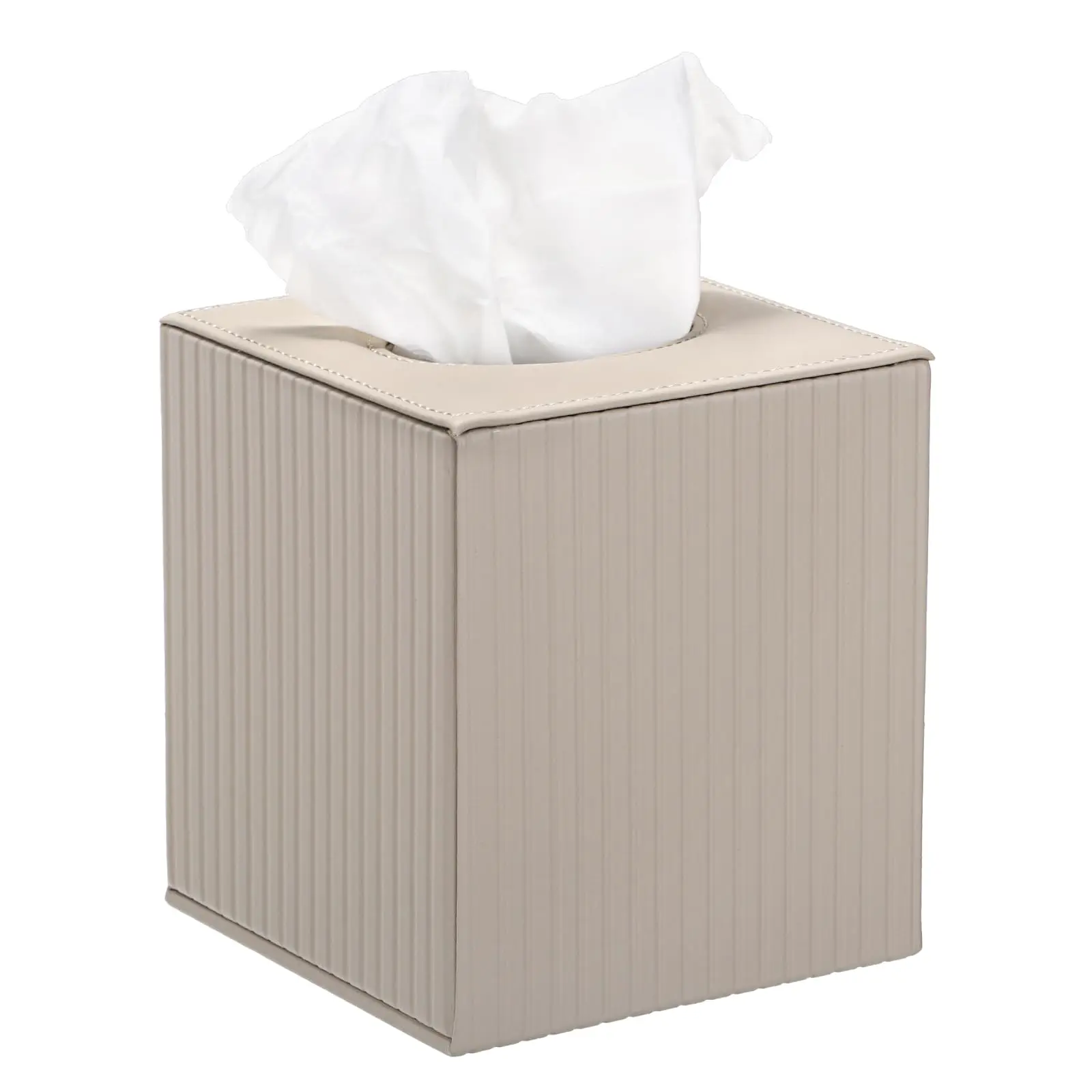 Ivory PU Leather Square Tissue Box Cover With Vertical Ribbed Texture And Snap Closure For Home Office Bathroom Car Use
Ivory PU Leather Square Tissue Box Cover With Vertical Ribbed Texture And Snap Closure For Home Office Bathroom Car Use