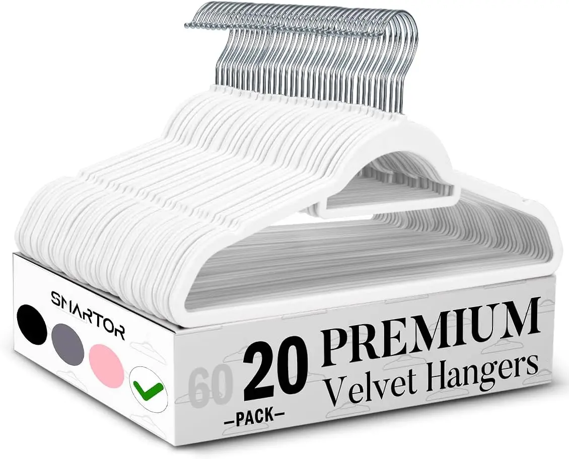 20 Pack Velvet Hangers, Space Saving Non-Slip Clothes Hangers with Tie Bar, Heavy Duty for Coats Shirts Pants Dresses
20 Pack Velvet Hangers, Space Saving Non-Slip Clothes Hangers with Tie Bar, Heavy Duty for Coats Shirts Pants Dresses