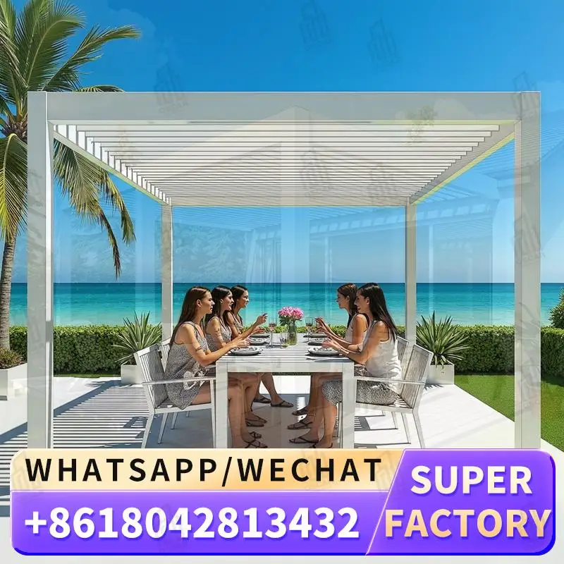 Waterproof Motorized Louver 4x4 Bioclimatic Aluminium Outdoor Pergola for Patio and Garden pergola 
Waterproof Motorized Louver 4x4 Bioclimatic Aluminium Outdoor Pergola for Patio and Garden pergola