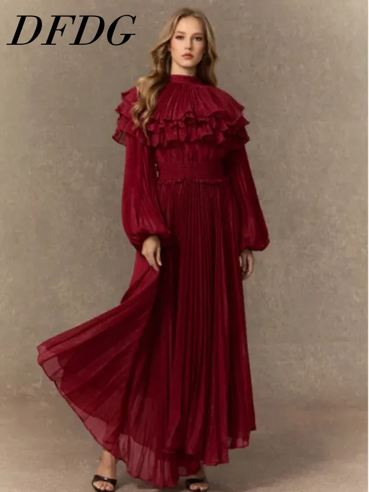 DFDG Women's Spring Summer Turtleneck Ruffle Pleated Maxi Dress Chic Formal Party Wear 2026 Trendy Feminine Fashion Outfit Dress
DFDG Women's Spring Summer Turtleneck Ruffle Pleated Maxi Dress Chic Formal Party Wear 2026 Trendy Feminine Fashion Outfit Dress