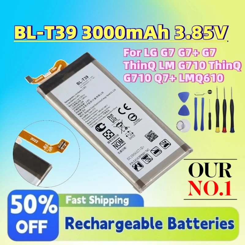 For LG G7 G7+ G7 ThinQ LM G710 ThinQ G710 Q7+ LMQ610 Upgrade New BL-T39 3000mAh 3.85V Mobile Phone Battery + Free Tools
For LG G7 G7+ G7 ThinQ LM G710 ThinQ G710 Q7+ LMQ610 Upgrade New BL-T39 3000mAh 3.85V Mobile Phone Battery + Free Tools