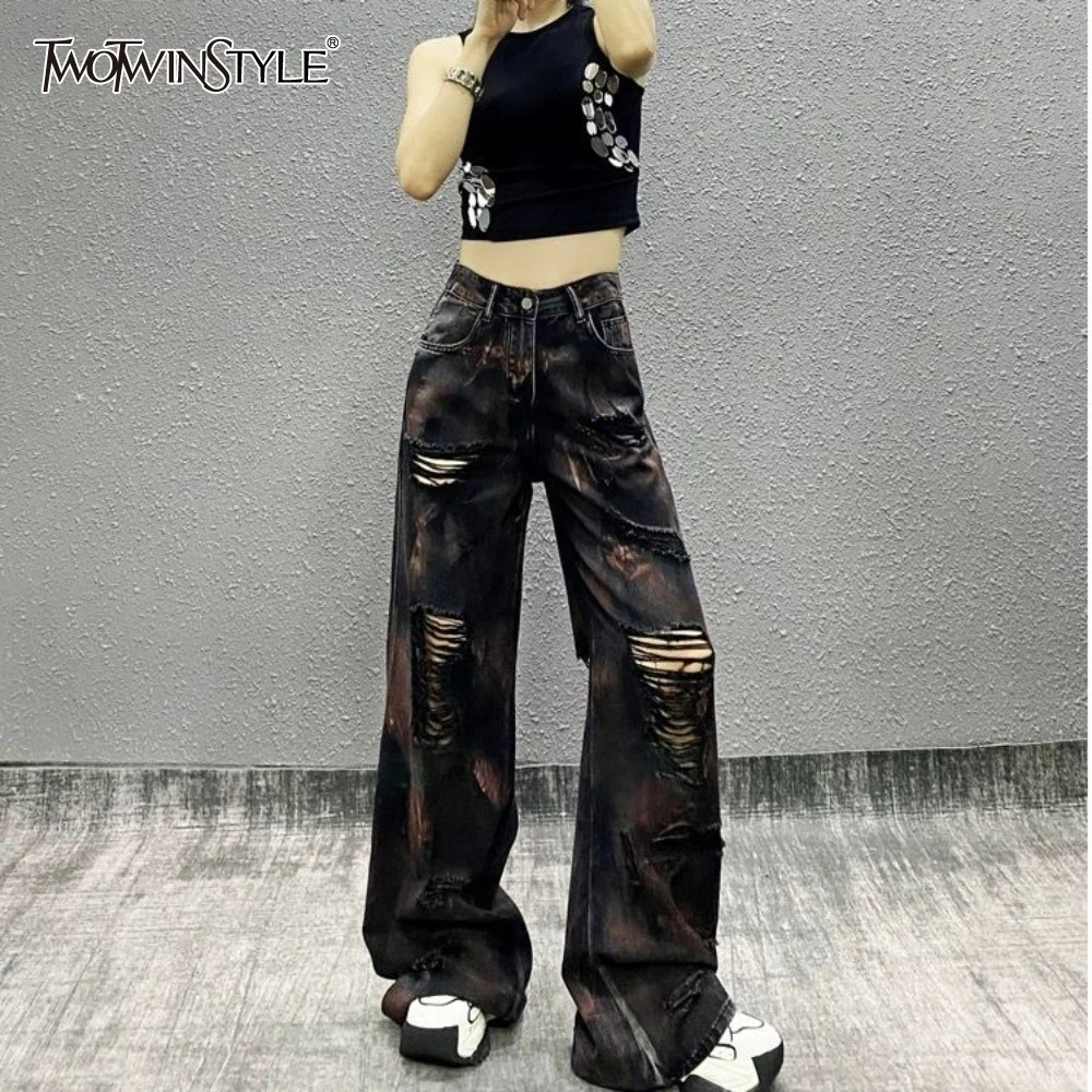 TWOTWINSTYLE Loose Designer Pant for Women High Waist Temperament Minimalist Wide Leg Pant Female Fashion New
TWOTWINSTYLE Loose Designer Pant for Women High Waist Temperament Minimalist Wide Leg Pant Female Fashion New