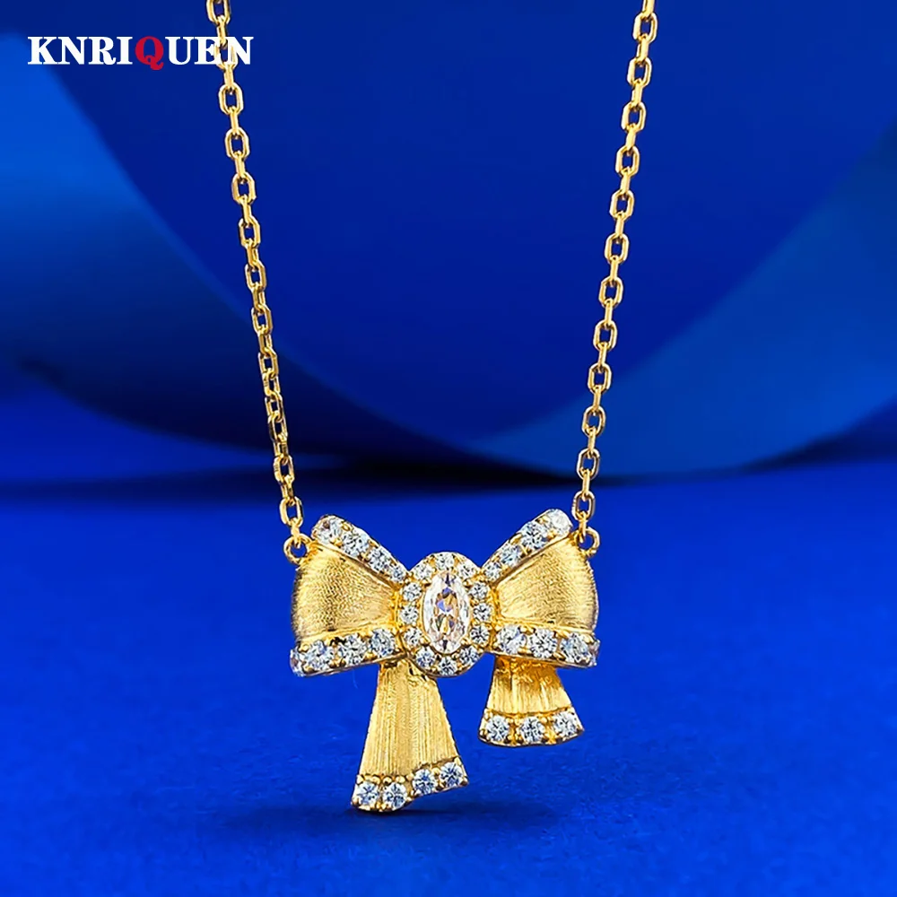 Luxury 18K Gold Plated 925 Sterling silver High Carbon Diamond Bowknot Necklace for Women Wedding Party Fine Jewelry Girl's Gift
Luxury 18K Gold Plated 925 Sterling silver High Carbon Diamond Bowknot Necklace for Women Wedding Party Fine Jewelry Girl's Gift