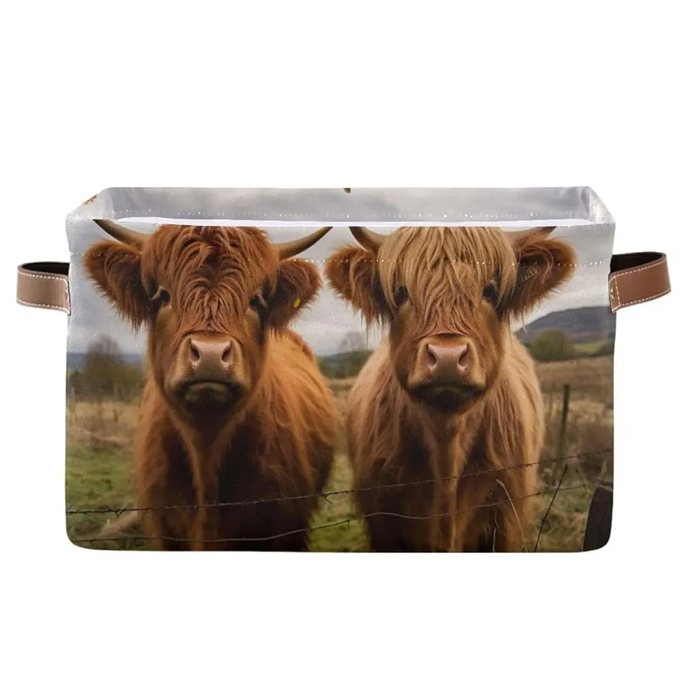 Storage Basket Scottish Highland Cow Rectangular Collapsible Canvas Shelves Storage Bins With Leather Handles For Shelves Home
Storage Basket Scottish Highland Cow Rectangular Collapsible Canvas Shelves Storage Bins With Leather Handles For Shelves Home