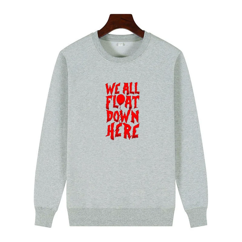 

All Float Down Here Slogan Penny Wise Graphic Sweatshirts Round Neck And Velvet Hoodie Thick Sweater Hoodie Men's Sportswear