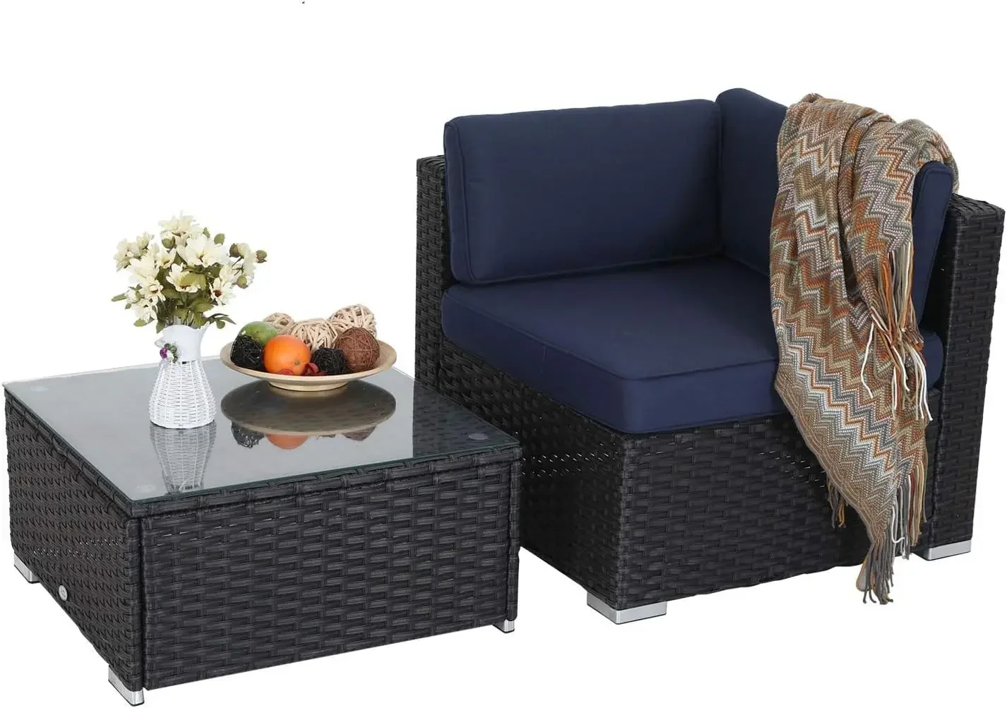 Outdoor Sectional Furniture Clearance Patio Sofa Set Low-Back Rattan Wicker Additional Seat, Navy Blue/Grey
Outdoor Sectional Furniture Clearance Patio Sofa Set Low-Back Rattan Wicker Additional Seat, Navy Blue/Grey