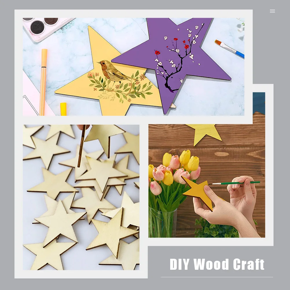 100pcs Wood Slice Diy Craft Unfinished Five-Pointed Star Decorative Wooden Chips For Painting Graffiti Art Handicraft Sewing
100pcs Wood Slice Diy Craft Unfinished Five-Pointed Star Decorative Wooden Chips For Painting Graffiti Art Handicraft Sewing