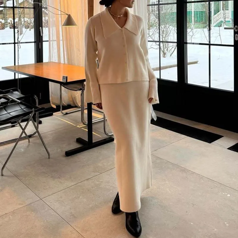 Элегантные однотонные топы с длинными рукавами и полуюбки, осенние новые тонкие комплекты из двух предметов для поездок на работу, женский темпераментный наряд с лацканами для вечеринок
Элегантные однотонные топы с длинными рукавами и полуюбки, осенние новые тонкие комплекты из двух предметов для поездок на работу, женский темпераментный наряд с лацканами для вечеринок