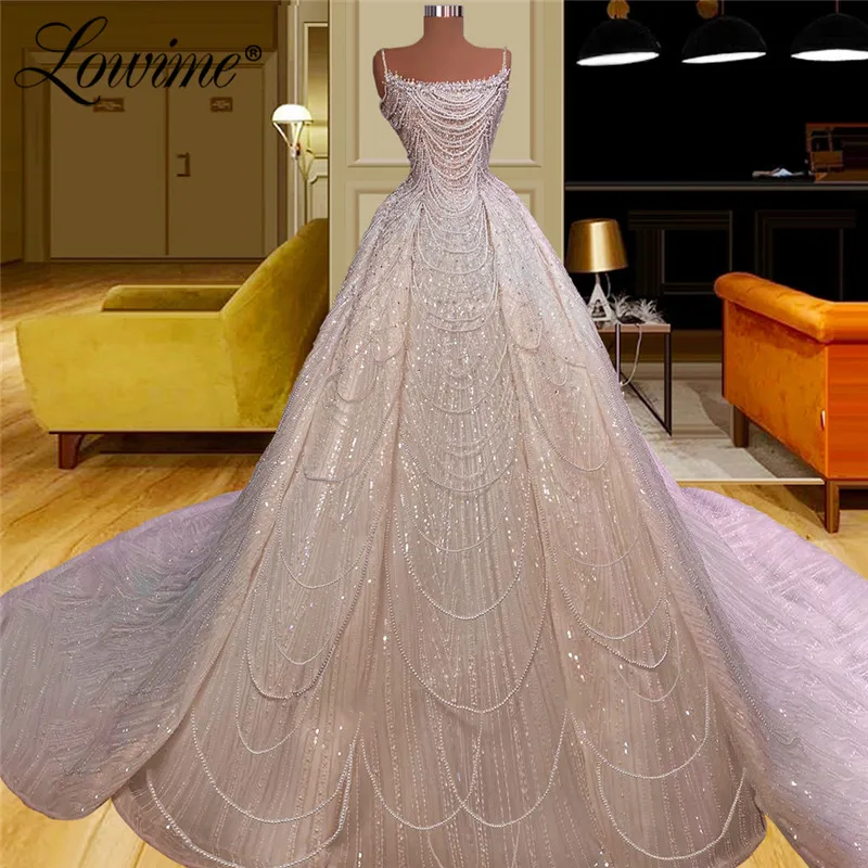 Puffy Long Pearls Luxury Evening Wedding Dress With Spaghetti Straps Strapless Women Prom Dresses Party Gowns Robe De Mariee
Puffy Long Pearls Luxury Evening Wedding Dress With Spaghetti Straps Strapless Women Prom Dresses Party Gowns Robe De Mariee