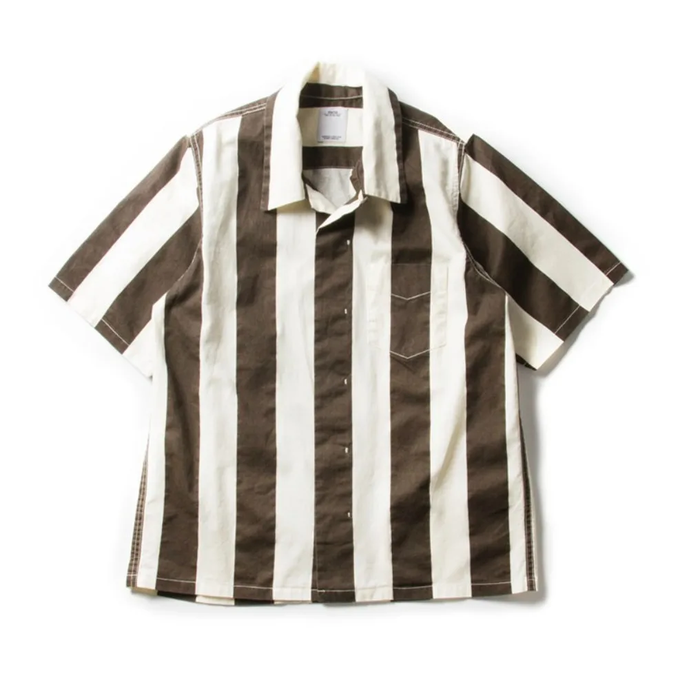 Japanese All Cotton Paint Printed Short Sleeved Stripe Shirt for Men
Japanese All Cotton Paint Printed Short Sleeved Stripe Shirt for Men