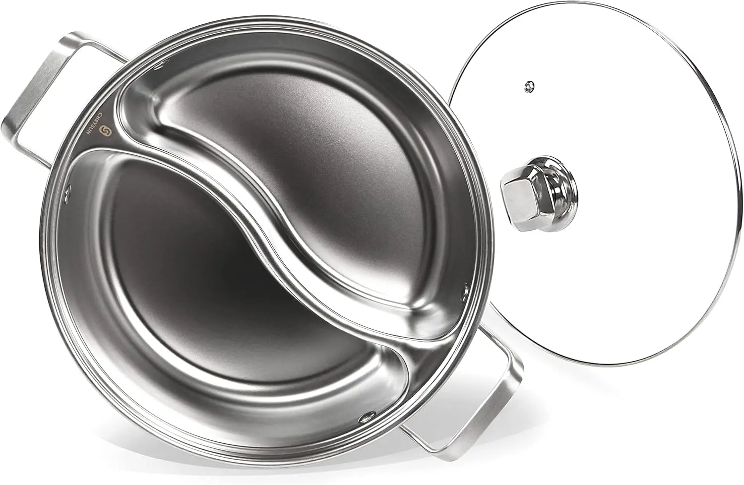 Stainless Steel Pot with Divider, Two-Flavor Soup Pot, Induction Cookware with Toughened Glass Lid, 12 inch, 4.6 Quart
Stainless Steel Pot with Divider, Two-Flavor Soup Pot, Induction Cookware with Toughened Glass Lid, 12 inch, 4.6 Quart