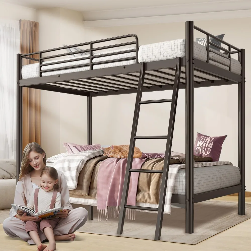 Metal Bunk Bed Twin Over Twin, Twin Bunk Beds with Inclined Ladder & Guardrail Heavy Duty Bunk Bed Frame for Aldults Teens Dorm
Metal Bunk Bed Twin Over Twin, Twin Bunk Beds with Inclined Ladder & Guardrail Heavy Duty Bunk Bed Frame for Aldults Teens Dorm