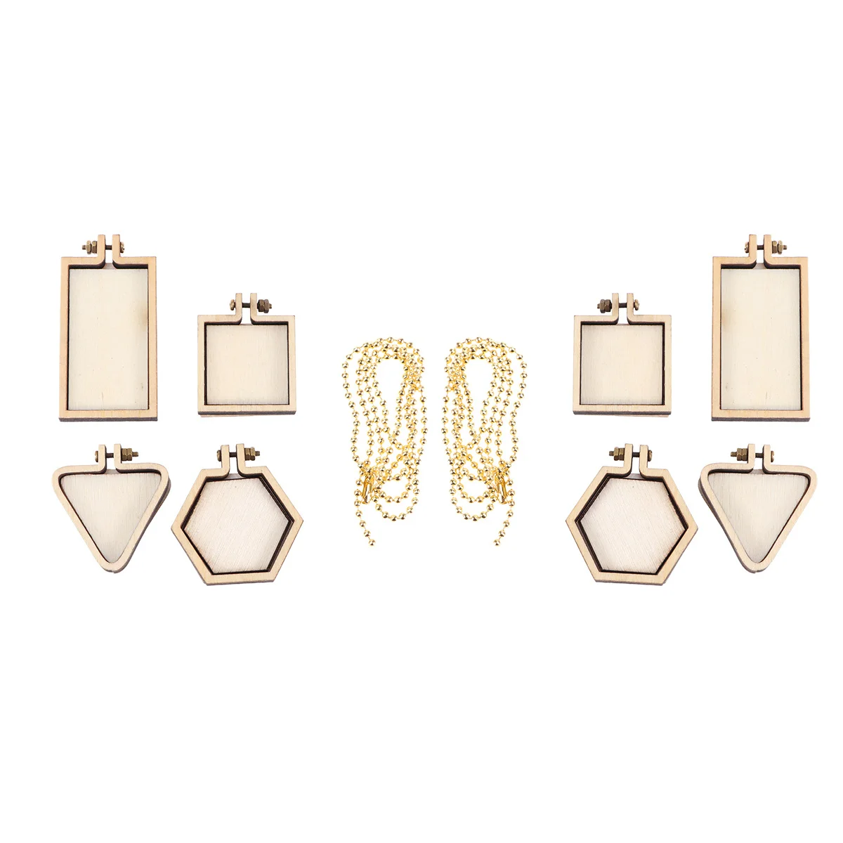 5 pcs Wooden Embroidery Hoops Set 3.5Cm Triangle 2Cm Hexagon 3X3Cm Square 5X3Cm Frame Golden Bead Chain Cross Stitch Fixing Ring
5 pcs Wooden Embroidery Hoops Set 3.5Cm Triangle 2Cm Hexagon 3X3Cm Square 5X3Cm Frame Golden Bead Chain Cross Stitch Fixing Ring
