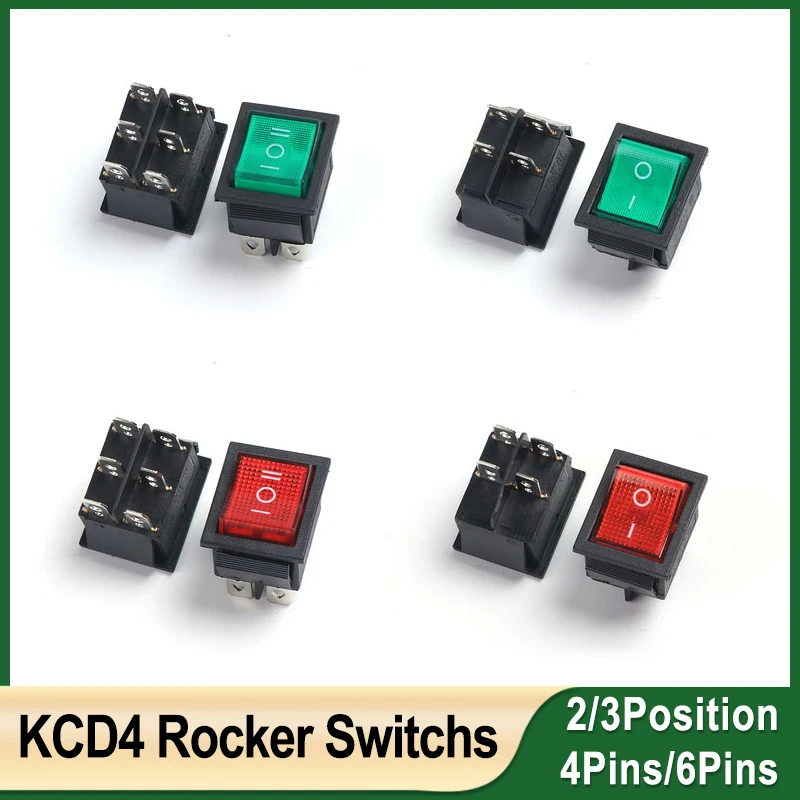 KCD4 Seiries Rocker Switch 4/6 Pins 16A 250V / 20A 125VAC Electrical equipment Push Button Boat Car Power Switches 2/3Position 
KCD4 Seiries Rocker Switch 4/6 Pins 16A 250V / 20A 125VAC Electrical equipment Push Button Boat Car Power Switches 2/3Position