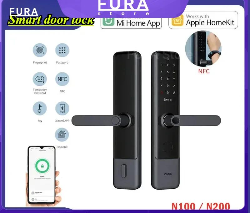 Original N200 N100 smart door lock fingerprint lock for Bluetooth password NFC to unlock Mi Home Apple HomeKit smart home
Original N200 N100 smart door lock fingerprint lock for Bluetooth password NFC to unlock Mi Home Apple HomeKit smart home