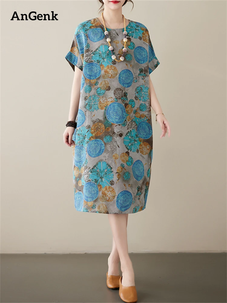 Cotton Linen Print Spring Summer Midi Dresses For Women 2023 Short Sleeve Vintage Casual Loose Dress Robe Femme Elegant Clothing
Cotton Linen Print Spring Summer Midi Dresses For Women 2023 Short Sleeve Vintage Casual Loose Dress Robe Femme Elegant Clothing