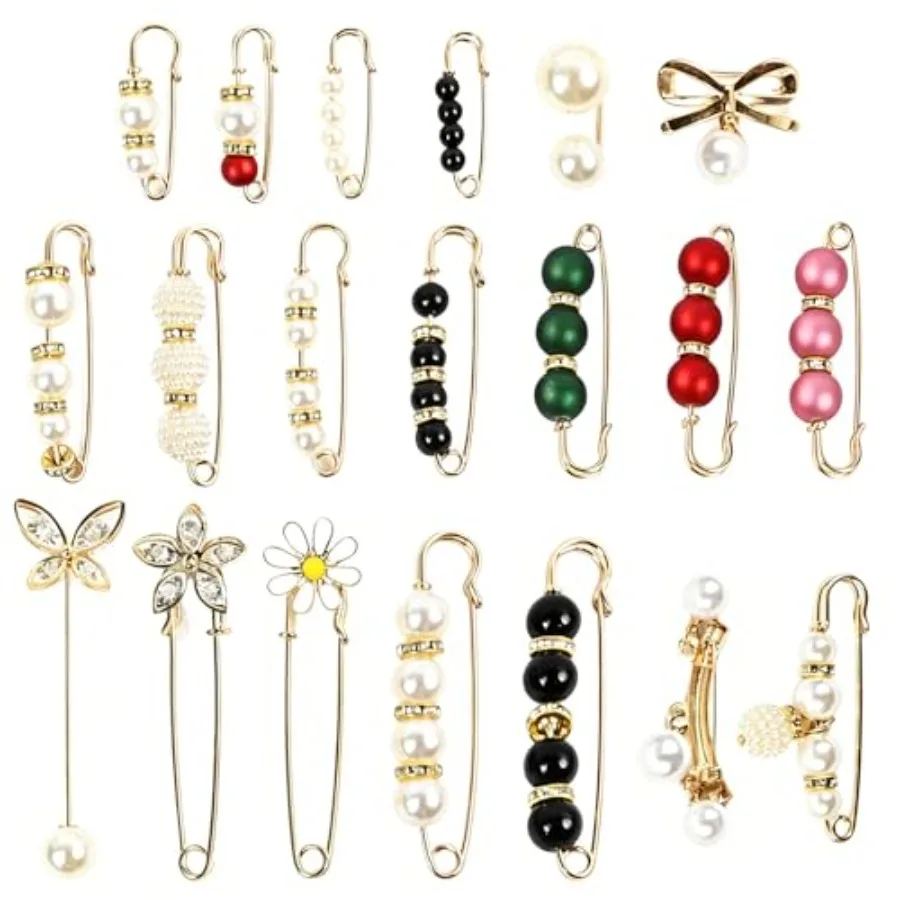 20 Pieces Pearl Crystal Brooch Safety Pins, Pant Waist Tightener and Junk Socks Charms Kit, Decorative Decoration Accessories f
20 Pieces Pearl Crystal Brooch Safety Pins, Pant Waist Tightener and Junk Socks Charms Kit, Decorative Decoration Accessories f