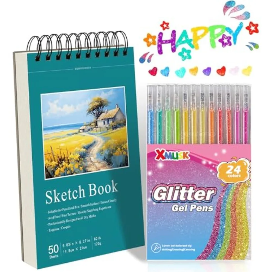 Glitter Gel Pens Gift Set with s Gel Pens for ing A5 Sketch Book Set 50 Sheets 120gsm Spiral Art Sketchbook Drawing Pad for Dra
Glitter Gel Pens Gift Set with s Gel Pens for ing A5 Sketch Book Set 50 Sheets 120gsm Spiral Art Sketchbook Drawing Pad for Dra