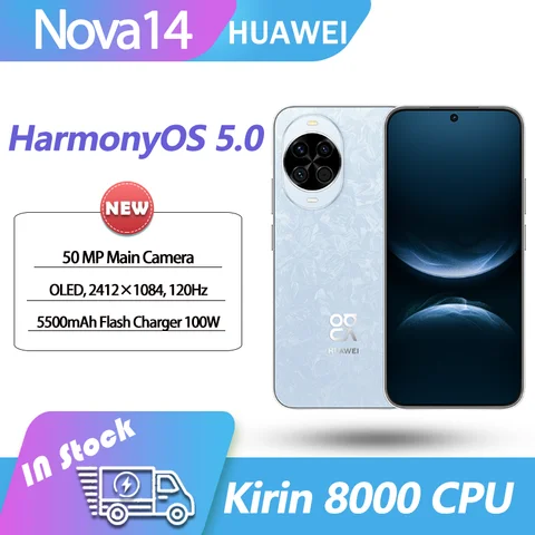 NEW Huawei Nova14 6.7 120HZ OLED Kirin 8000 Octa Core 50MP OIS Cameras OTA NFC 100W Fast Charge 5500mAh HarmonyOS5.0 Nova 14