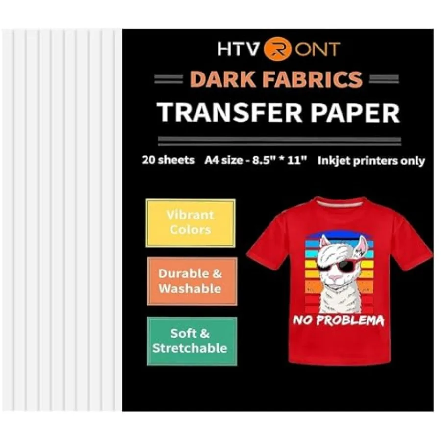 HTVRONT Heat Transfer Paper for T Shirts 20 Sheets, 8.5" X 11" Printable Heat Transfer Vinyl, Vivid Color and Durable Iron on T
HTVRONT Heat Transfer Paper for T Shirts 20 Sheets, 8.5" X 11" Printable Heat Transfer Vinyl, Vivid Color and Durable Iron on T