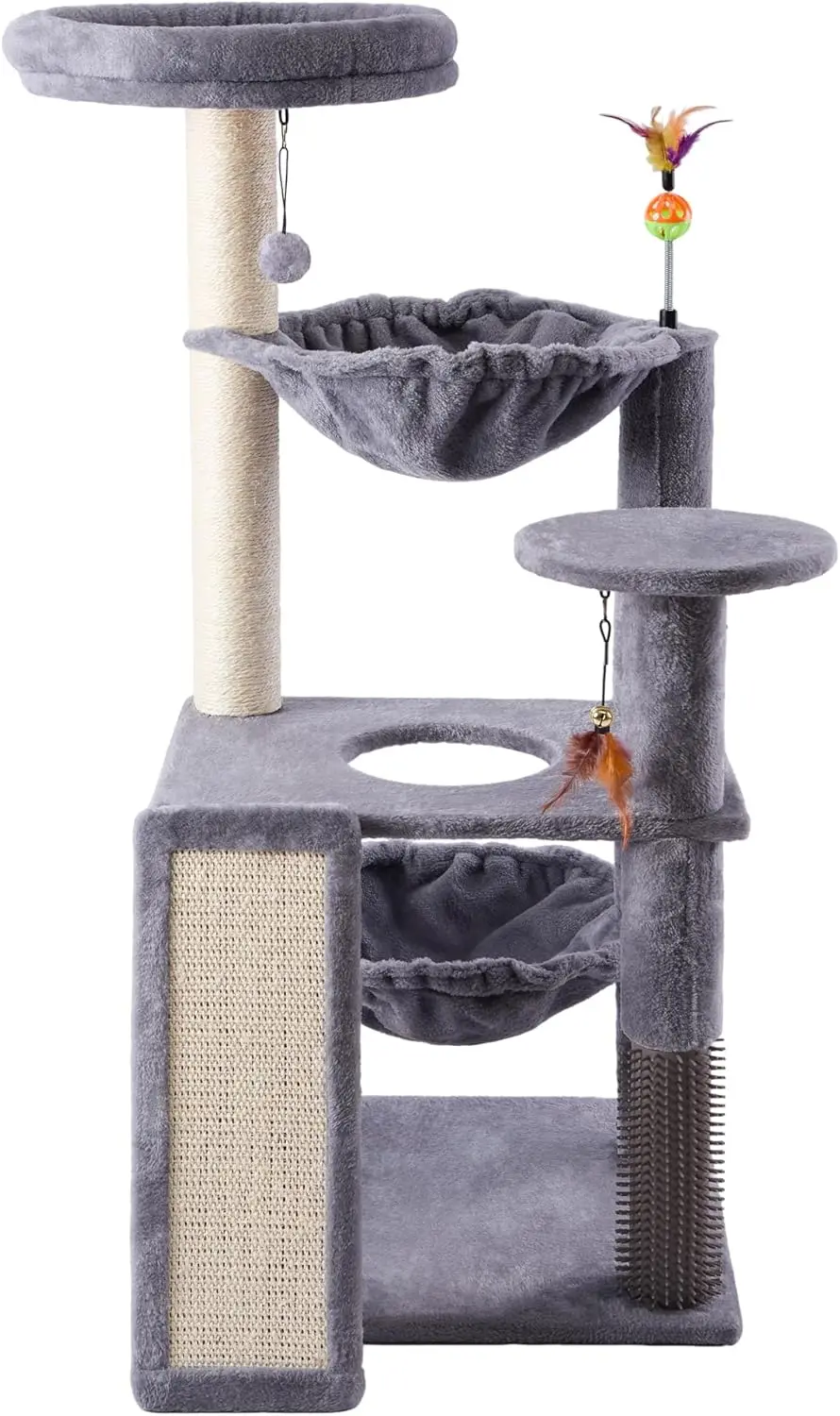 Multi-Level Cat Tree for Indoor Cats, Cat Tree Tower with Big Cat Hammock and Self-Grooming Brush
Multi-Level Cat Tree for Indoor Cats, Cat Tree Tower with Big Cat Hammock and Self-Grooming Brush