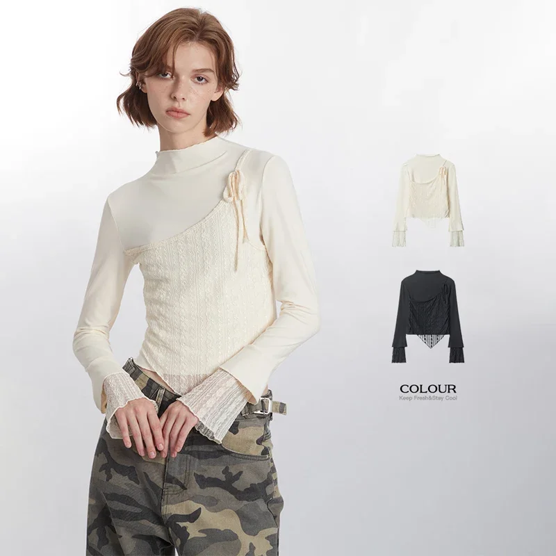 CASUMANL Brand Fake Two Pieces T Shirt for Women 2024 New Autumn Winter Long Sleeve T-shirt Females Splicing Vintage Streetwear
CASUMANL Brand Fake Two Pieces T Shirt for Women 2024 New Autumn Winter Long Sleeve T-shirt Females Splicing Vintage Streetwear