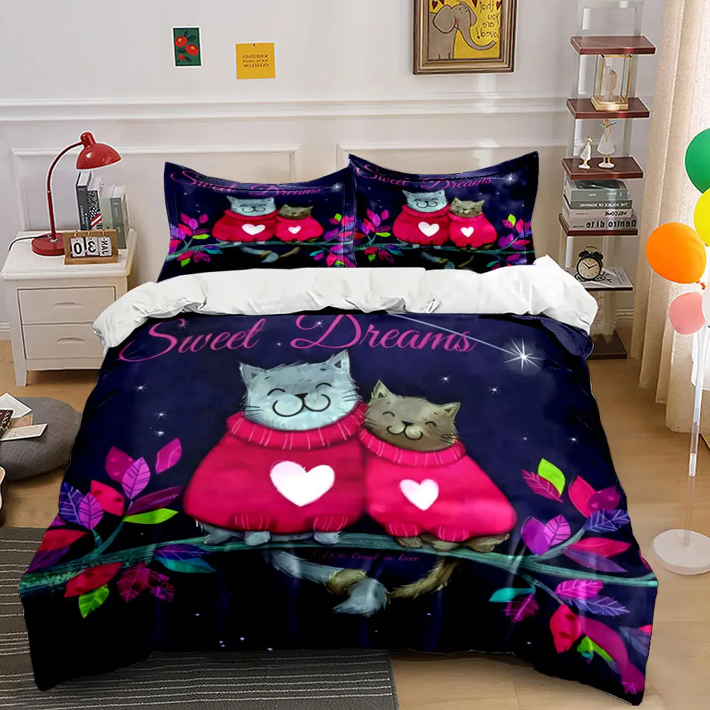 Romantic Cats Night Decor Soft Comfortable Duvet Cover Bedding Set Included 1*Duvet Cover & 2*Pillowcases, gift
Romantic Cats Night Decor Soft Comfortable Duvet Cover Bedding Set Included 1*Duvet Cover & 2*Pillowcases, gift