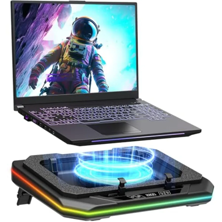 Охлаждающая подставка для игровых ноутбуков 13-19 дюймов с RGB-подсветкой, 3 регулировками высоты, 3 USB-портами, 4,72-дюймовым большим турбо-вентилятором, макс.
Охлаждающая подставка для игровых ноутбуков 13-19 дюймов с RGB-подсветкой, 3 регулировками высоты, 3 USB-портами, 4,72-дюймовым большим турбо-вентилятором, макс.