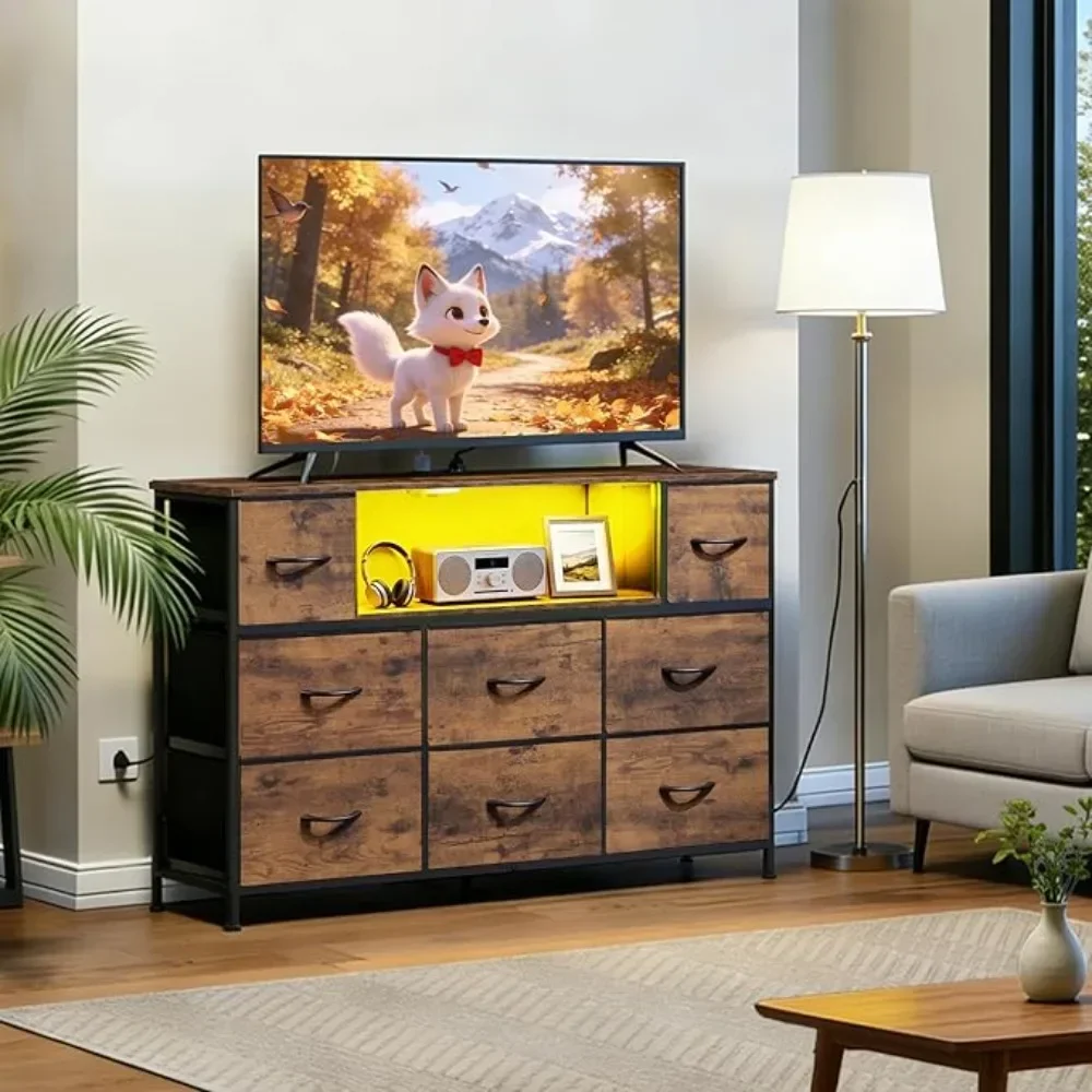 Brown Stand or 45, 50, 55 inch TV, TV Media ole Table with LED Lights & Charging Station, Entertainment Center with 8 abric Ders
Brown Stand or 45, 50, 55 inch TV, TV Media ole Table with LED Lights & Charging Station, Entertainment Center with 8 abric Ders