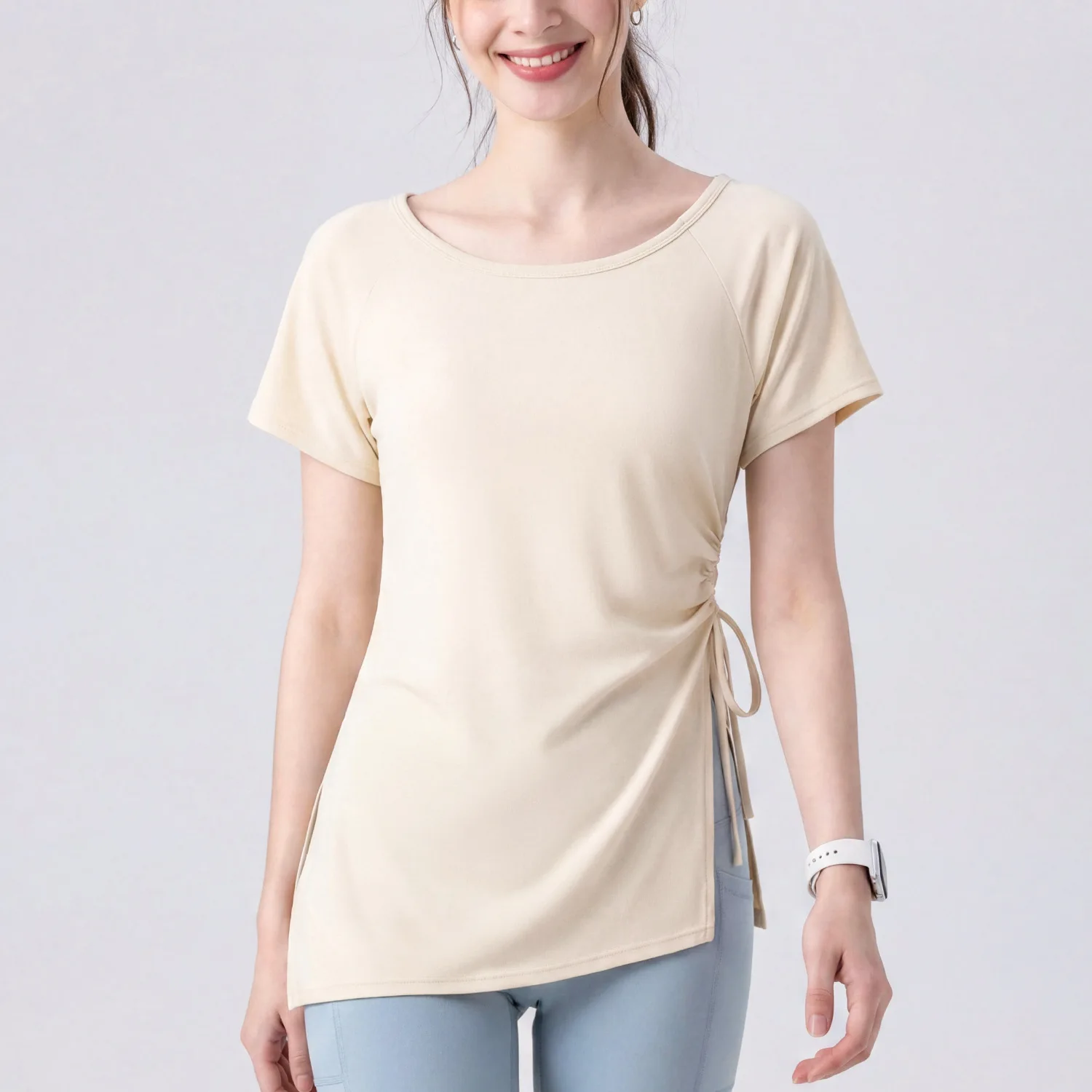 Summer new 7A bacteriostatic breathable yoga short sleeves side waist folds straps slimming sports top hip cover gym clothes
Summer new 7A bacteriostatic breathable yoga short sleeves side waist folds straps slimming sports top hip cover gym clothes
