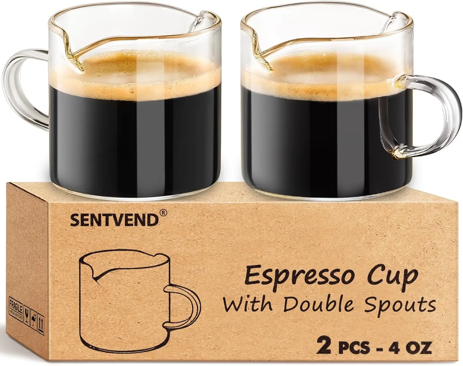 2-Pack Clear Glass Espresso Cups with Handle, 4 Oz Double Spout for Coffee Milk Desserts
2-Pack Clear Glass Espresso Cups with Handle, 4 Oz Double Spout for Coffee Milk Desserts