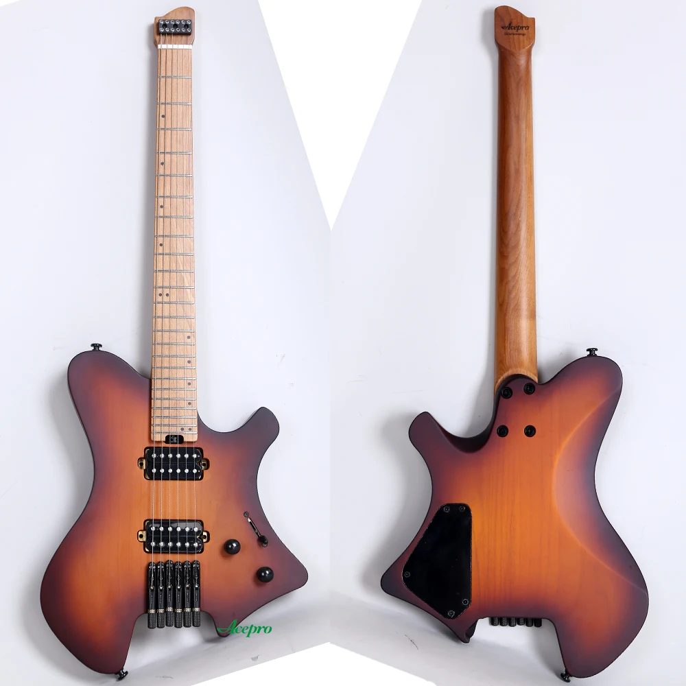 In Stock Acepro Headless Electric Guitar Alder Body Roasted Maple Neck & Fretboard, 2*Humbucker Pickups Brown Burst Guitarra
In Stock Acepro Headless Electric Guitar Alder Body Roasted Maple Neck & Fretboard, 2*Humbucker Pickups Brown Burst Guitarra