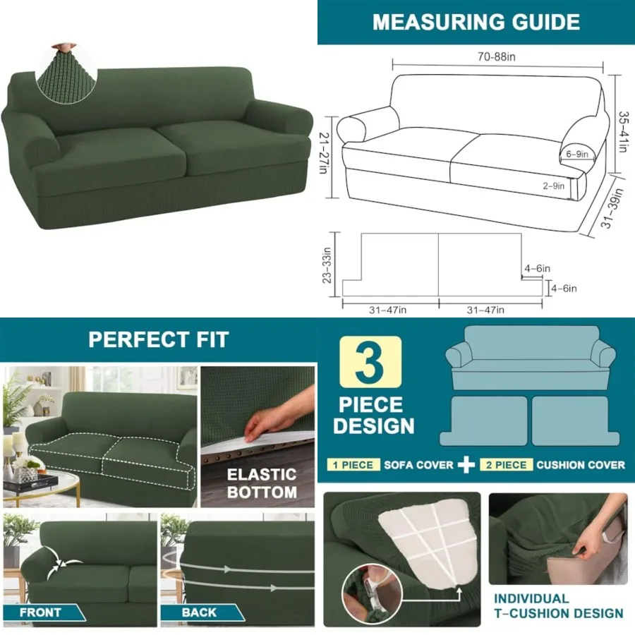 3 Piece T Cushion Sofa Slipcovers Stretch Couch Cover Furniture Covers with 2 Individual T Cushion Covers for Living Room, Mach
3 Piece T Cushion Sofa Slipcovers Stretch Couch Cover Furniture Covers with 2 Individual T Cushion Covers for Living Room, Mach