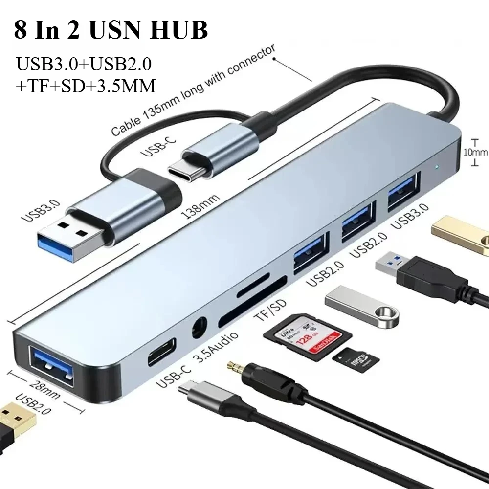 8 в 2 USB C-концентратор USB-разветвитель типа C с 4 портами USB 1 порта USBC Устройство чтения карт TF/SD Аудиовыход, совместимый с MacBook
8 в 2 USB C-концентратор USB-разветвитель типа C с 4 портами USB 1 порта USBC Устройство чтения карт TF/SD Аудиовыход, совместимый с MacBook