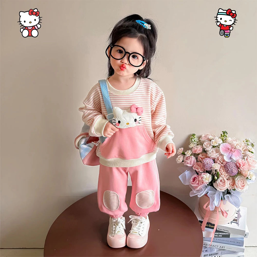 Детский комплект «Hello Kitty» для девочек, осенний комплект с круглым вырезом в стиле каваи, аниме, сладкий Sanrio Motion, свободный модный новый комплект для отдыха
Детский комплект «Hello Kitty» для девочек, осенний комплект с круглым вырезом в стиле каваи, аниме, сладкий Sanrio Motion, свободный модный новый комплект для отдыха