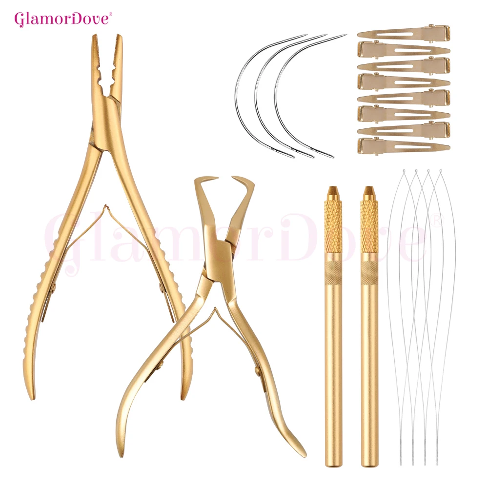 Набор для наращивания волос GlamorDove с утком из бисера — плоскогубцы с двойными отверстиями, средство для удаления бисера и швейные инструменты
Набор для наращивания волос GlamorDove с утком из бисера — плоскогубцы с двойными отверстиями, средство для удаления бисера и швейные инструменты